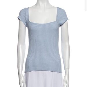 Light Blue Ribbed Women's Top